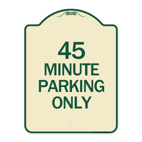 Signmission Designer Series 45 Minute Parking, Tan & Green Heavy-Gauge Aluminum Sign, 24" x 18", TG-1824-24417 A-DES-TG-1824-24417 - main